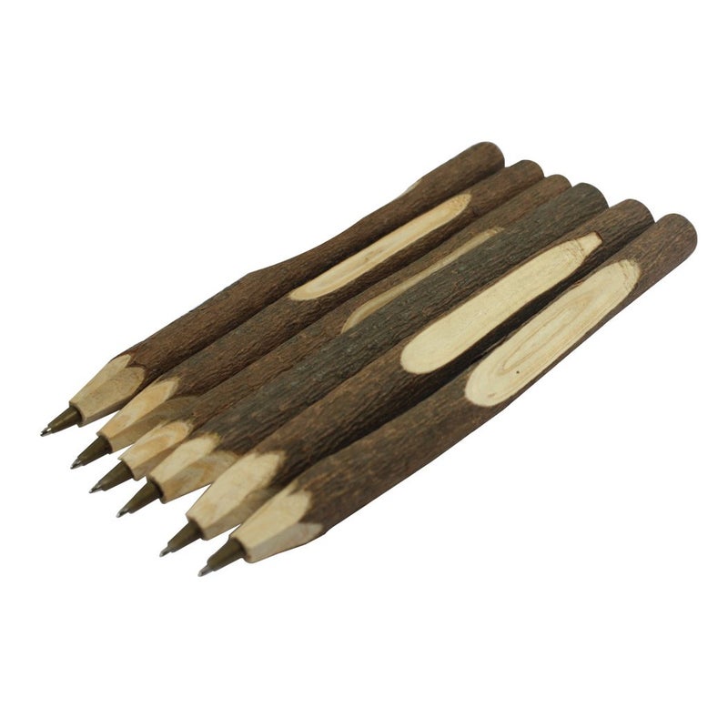 SIPLIV Handmade Wooden Ballpoint Pen Creative Original Ecological Wood Pen Long Style (about 6.7 inches, 17 cm) - 6 pcs - Image 2